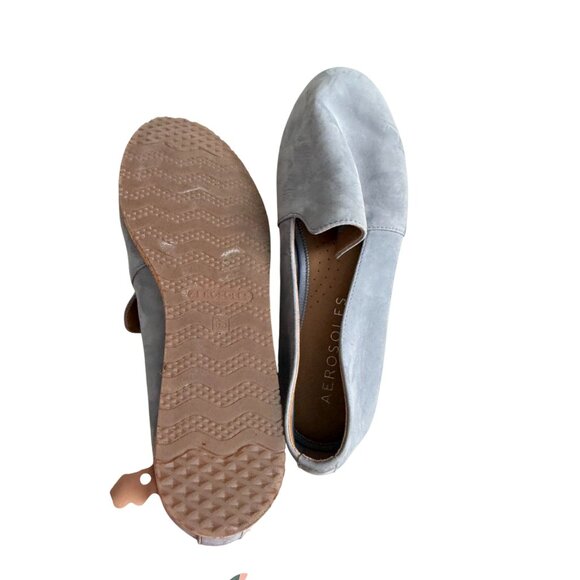 AEROSOLES Slate Blue Gray Leather Comfort Flats Size 6.5 - Picture 6 of 8